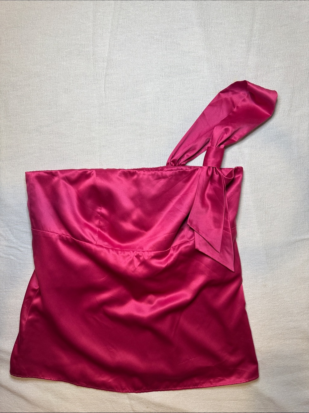 LOFT Satin One Shoulder Bow Top Pink Sz 10 Y2K Barbiecore NWT
